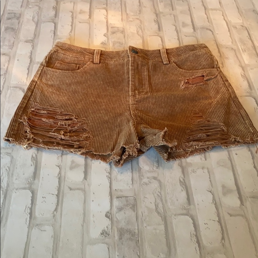 Judith March Distressed Corduroy Shorts